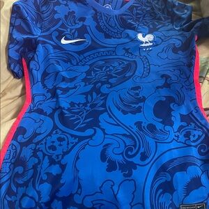 Nike France 🇫🇷 Blue and Red Floral soccer Jersey - new but no tags - women’s cut